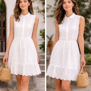H&M White Eyelet Embroidered Sleeveless Dress NWT